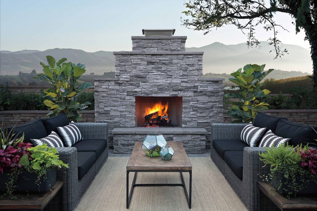 Sherwood wood-burning fireplace from Kindred Outdoors + Surrounds